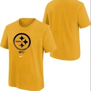 Nike Youth Pittsburgh Steeler T-Shirt Gold Faded Short Sleeve Cotton XL NEW